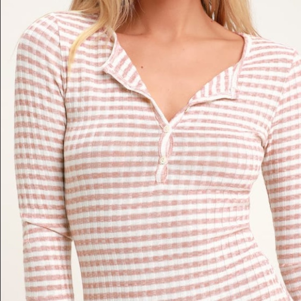 Lulus Basics Striped Ribbed Bodycon Dress - Picture 2 of 5